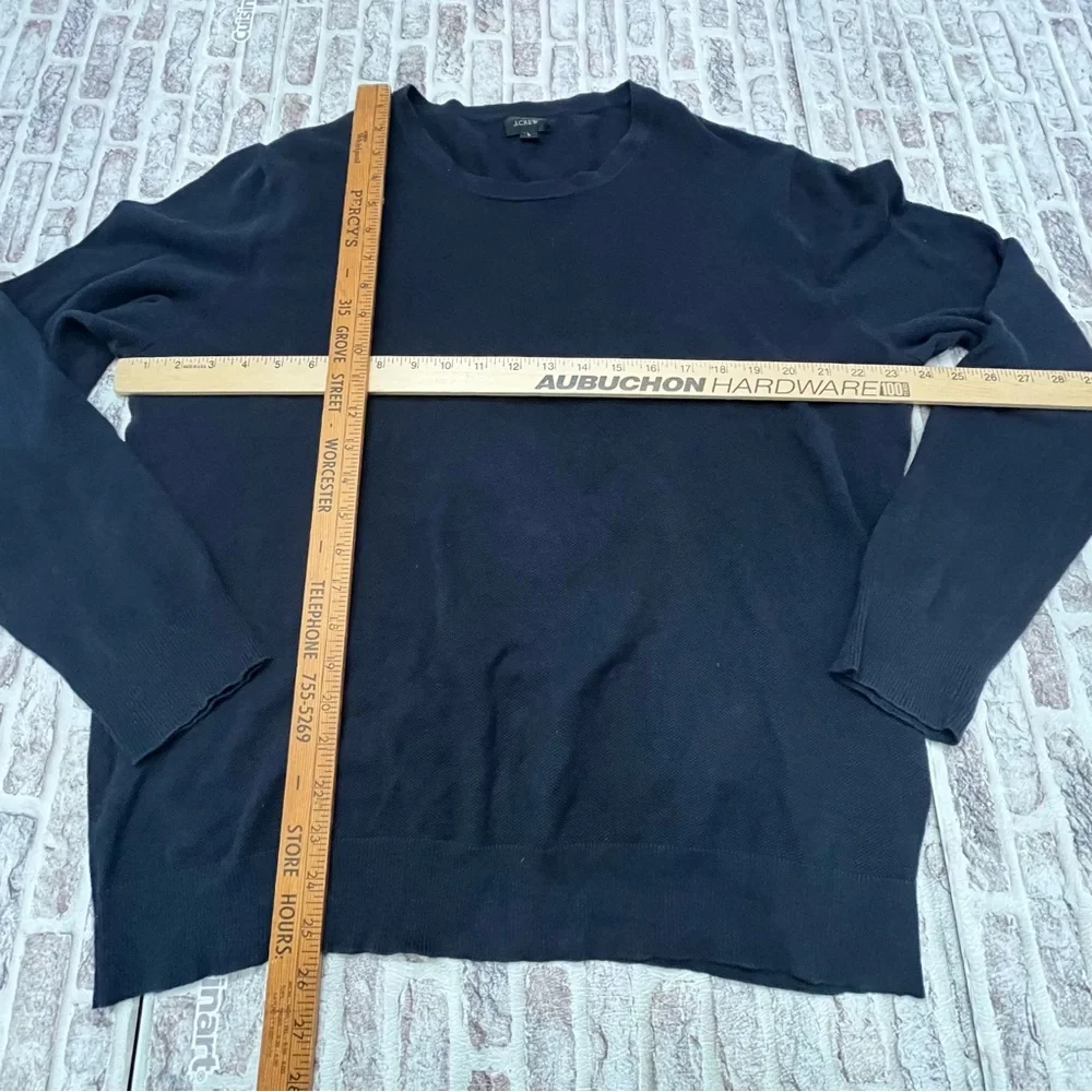 J. Crew Cashmere Cotton Sweater Crew Neck Preppy Business Casual Navy Blue Men L